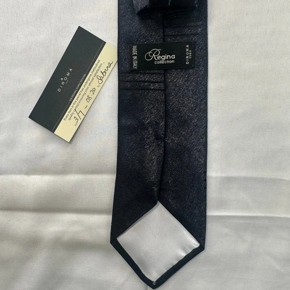 Diroma1980 Regina Collection Navy Textured Necktie Made in Italy Italian Flag